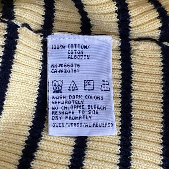 Tommy Hilfiger Sweater Womens Large Yellow Black Striped Ribbed Pullover Cotton - Picture 7 of 8